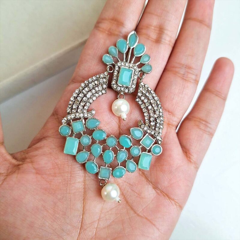 Zahra Earrings (Silver Turquoise) - Image 2