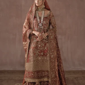 Classic Red and Gold Farshi Gharara Bridal (D-03)